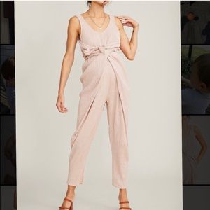HATCH Maternity Wrap Around Jumpsuit in pink gingham